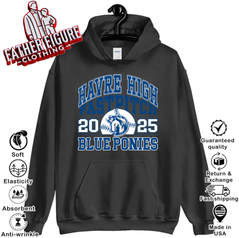 2025 Havre High School Blue Pony Fastpitch Hoodie