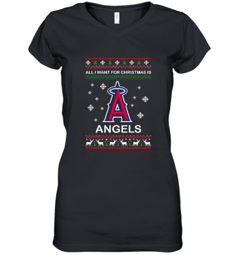 All I Want For Christmas Is Angels Xmas Women039S V Neck T Shirt