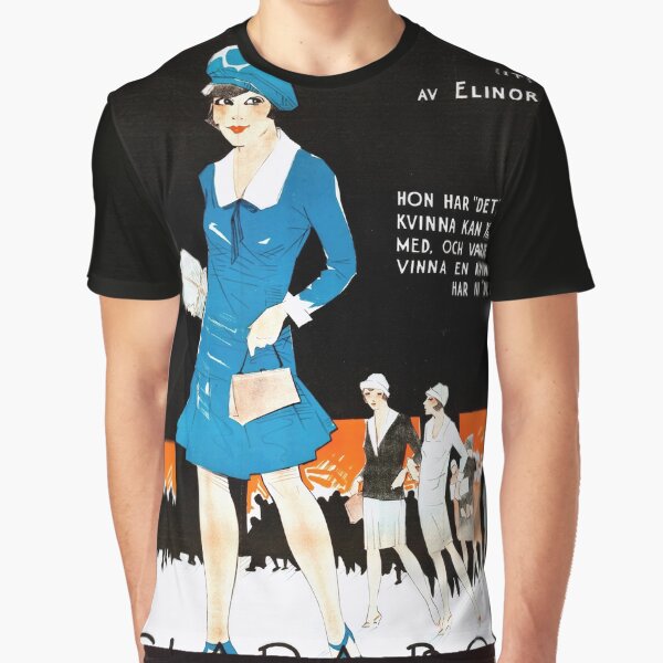 Vintage 1927 Silent Movie Poster | Clara Bow in It | Art Deco Flapper Style | Swedish Edition | Paramount Pictures Graphic T-Shirt for Sale by artofuniverse