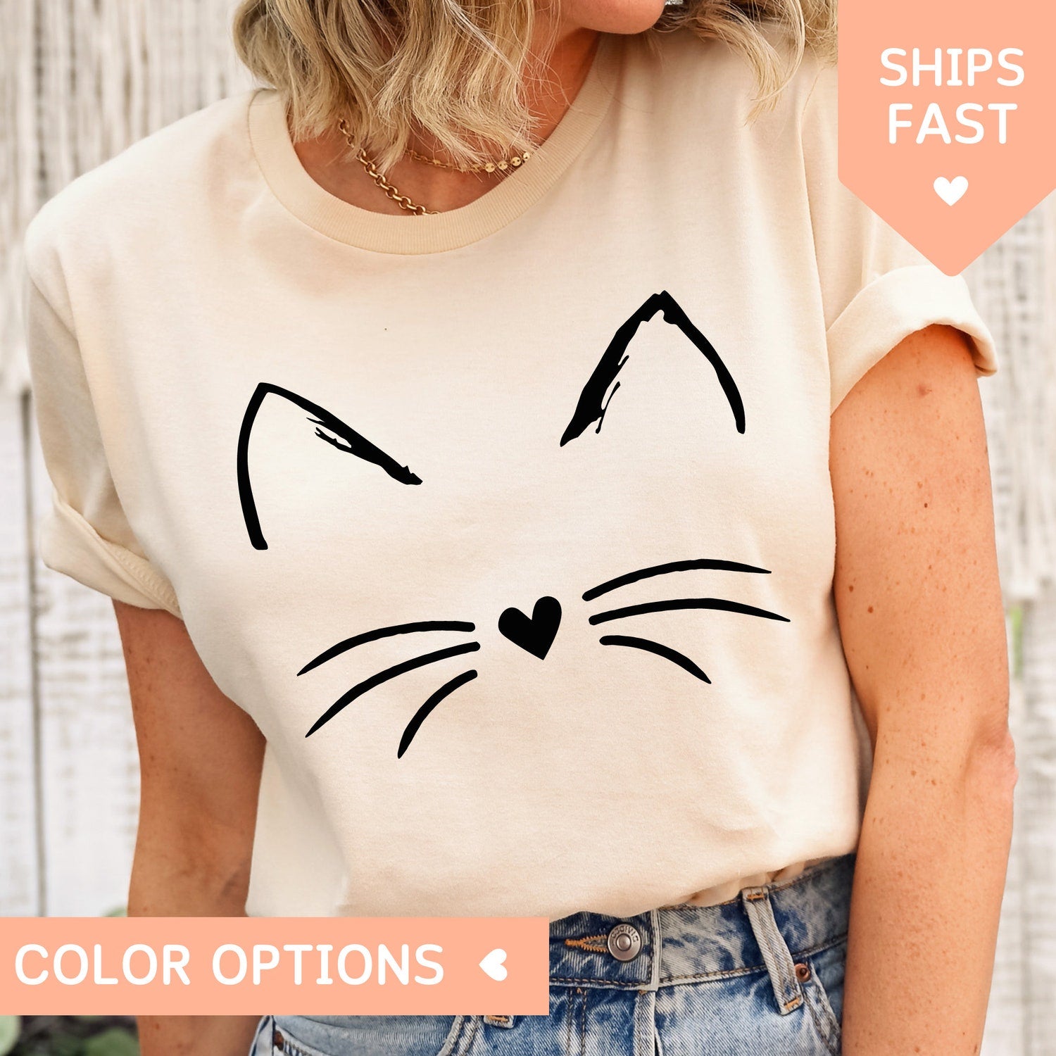 Cat Face Shirt for Women, Cat T Shirt for Her, Gift for Cat Lover for Birthday, Cat Mom TShirt from Daughter, Christmas Gift for Cat Owner