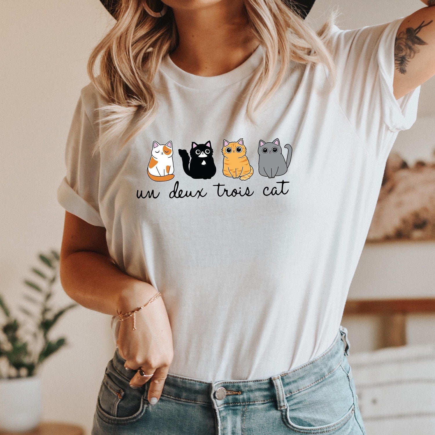 Un Deux Trois Cat shirt, Gifts for Cat Lovers, Cat tee shirt, Cat Tee, Cat shirts, Cat t shirt, dad cat shirt, cat mom shirt, Undex Cat 2