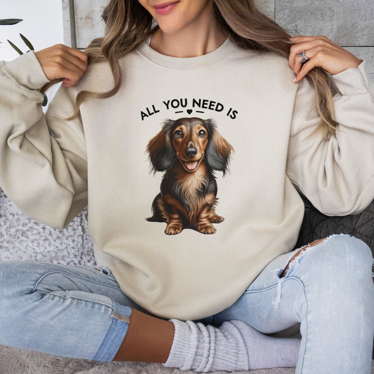 Cute Dachshund Sweatshirt, Cozy Gift for Dog Lovers, Sausage Dog Sweater, Adorable Doxie Tee, Dachshund Dad Shirt, Dog Mom T-Shirt