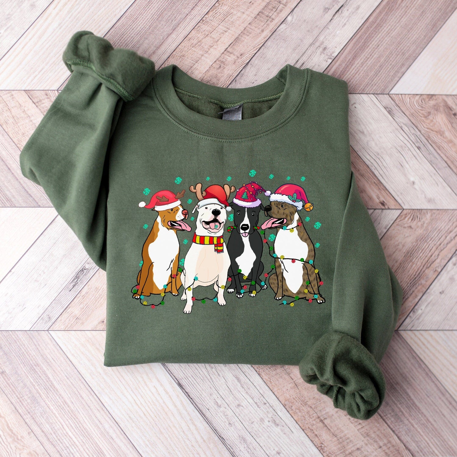 American Pit Bull Terrier Christmas Sweatshirt, Christmas Dog Shirt, Pitbull Shirt, Dog Lover Shirt, Holiday Sweater,Dog Mom Shirt,Xmas gift
