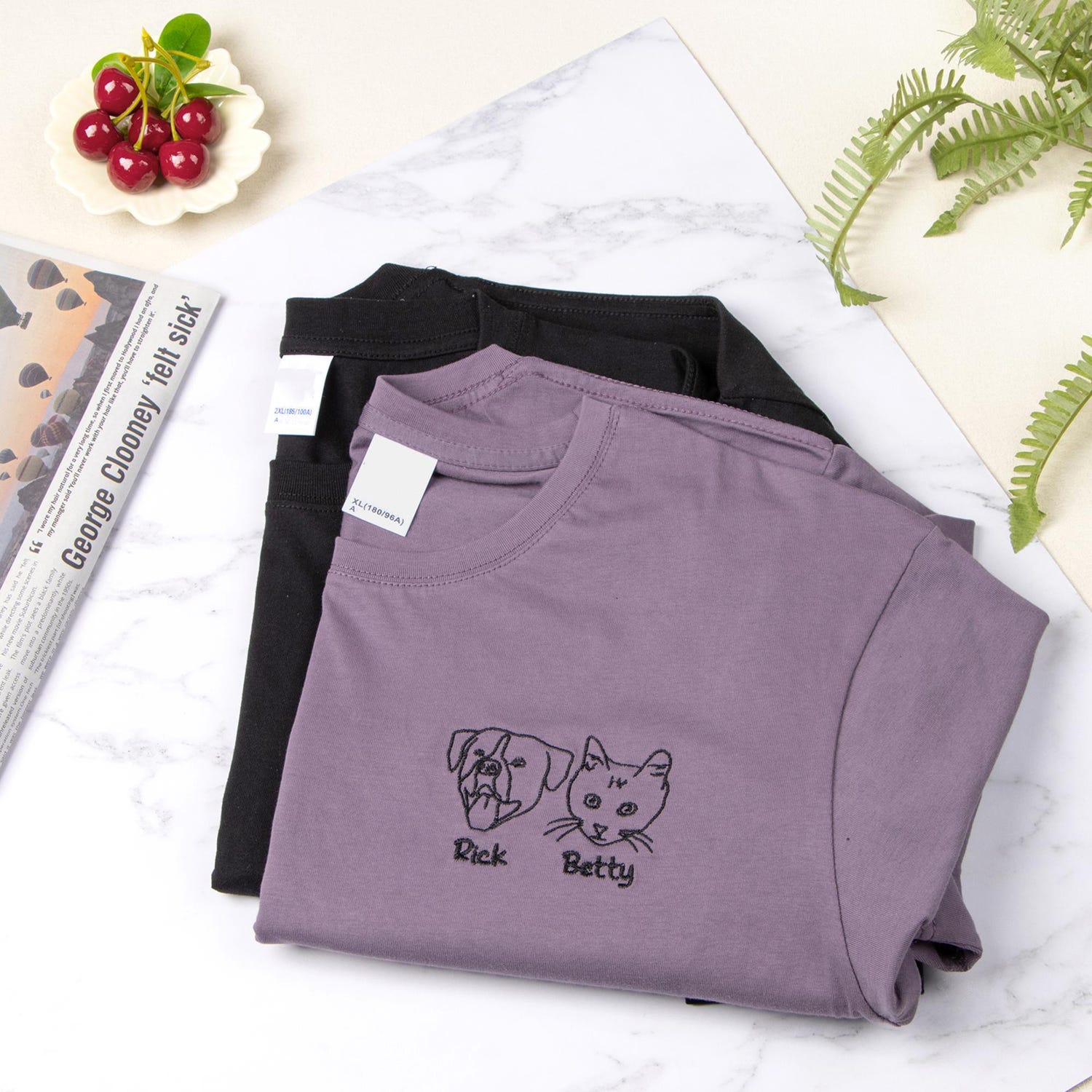 Custom Embroidered T Shirt with Pet Photo and Name-Personalized Dog Portrait Embroidered Tee,Custom Dog Portrait Shirt,Custom Cat T Shirt