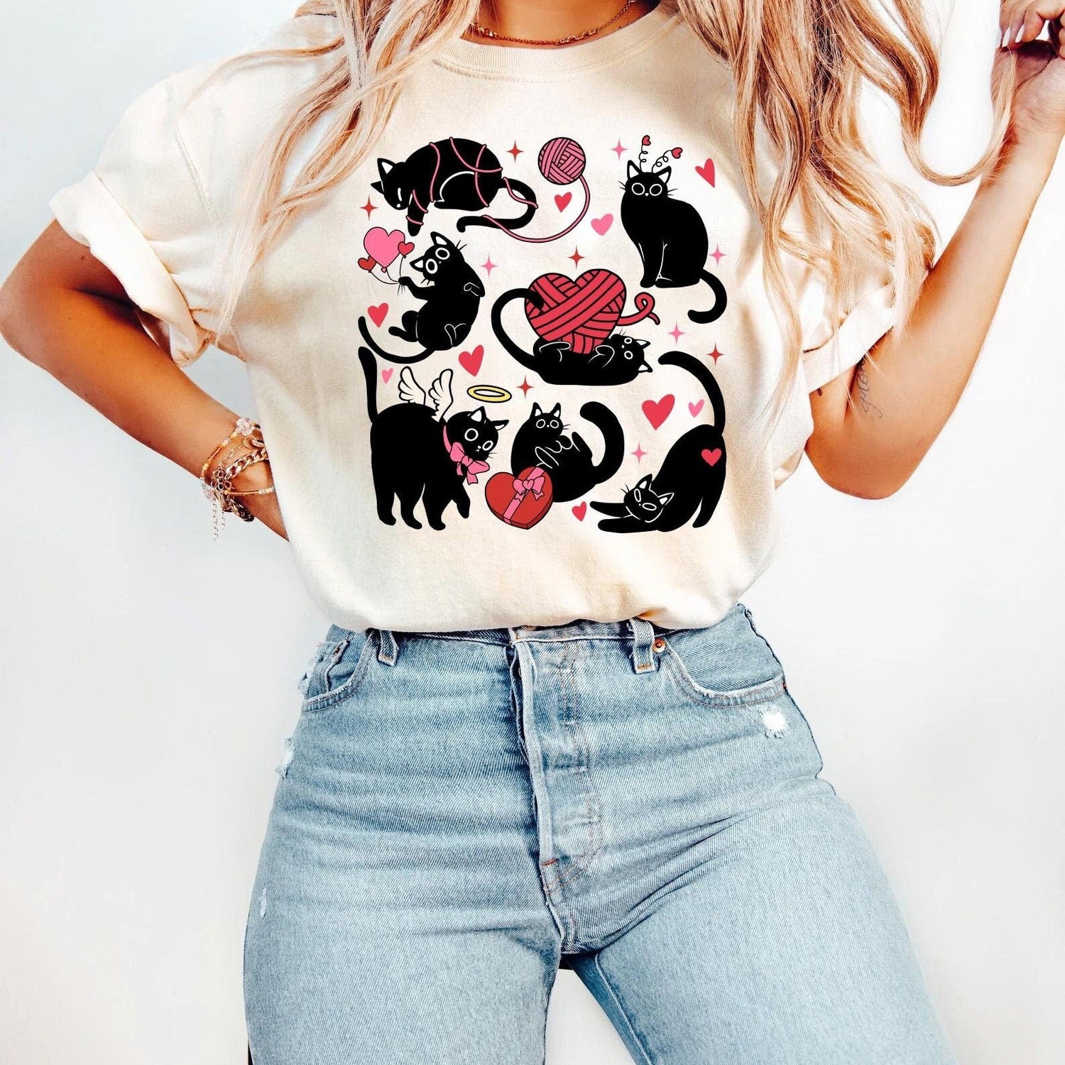 Valentine cute cats Shirt, valentine cat shirt, funny valentine Shirt , Black Cat Shirt, Meowy Valentines Cat Shirt, Cat Lover Shirt