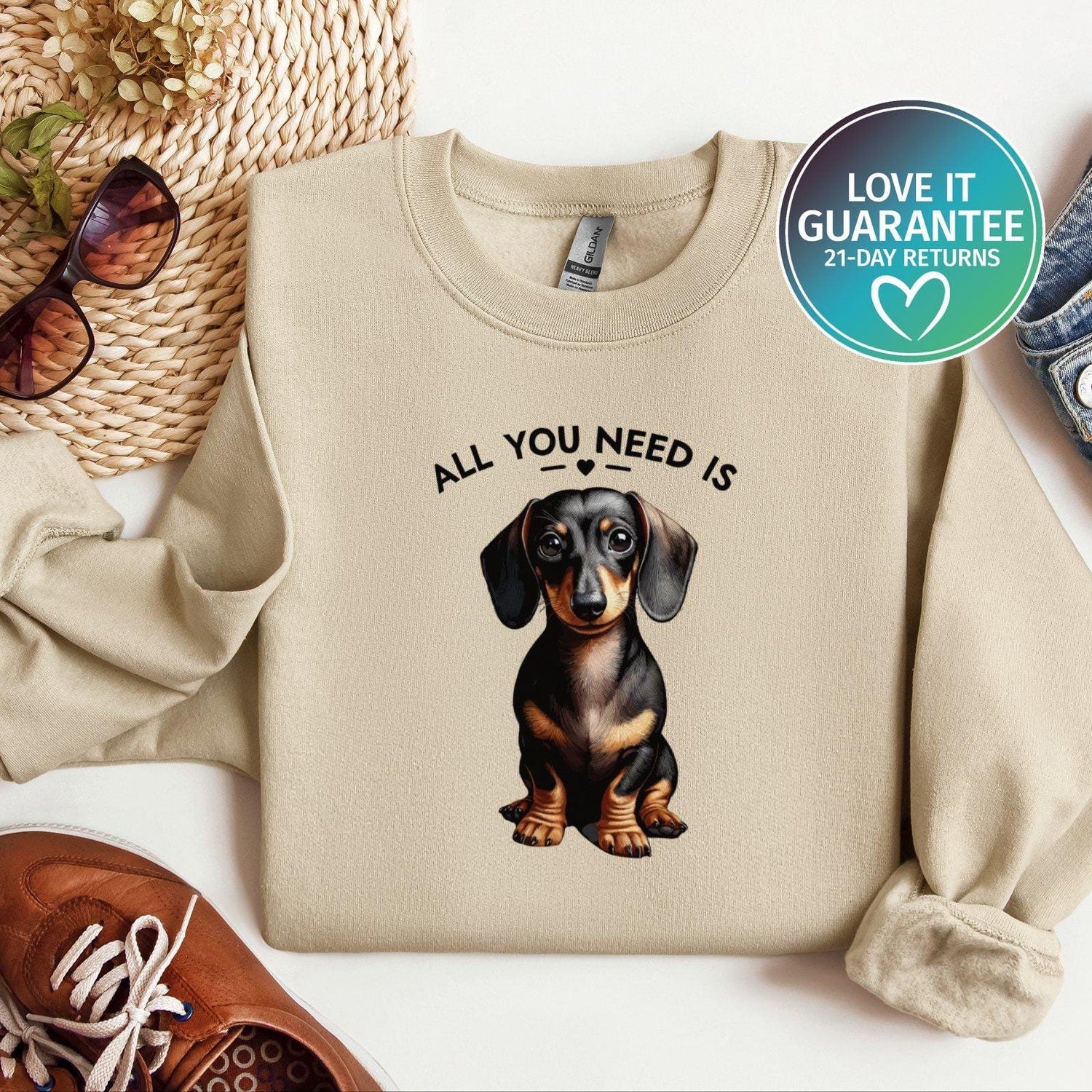 Adorable Dachshund Sweatshirt, Gift for Dog Lovers, Cozy Wiener Dog Sweater, Cute Doxie T-Shirt, Dog Mom Shirt, Dachshund Dad Tee