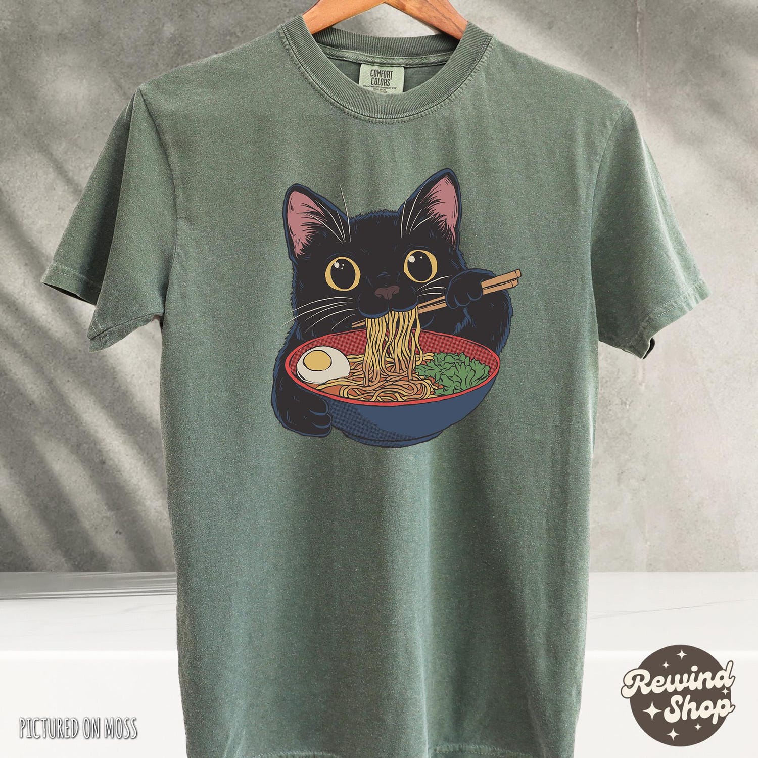 Comfort ColorsÂ® Ramen Cat TShirt, Cat Lover Shirt, Kawaii Tees, Anime Cat Shirt, Japanese Shirt, Foodies Shirt, Kitty Tee
