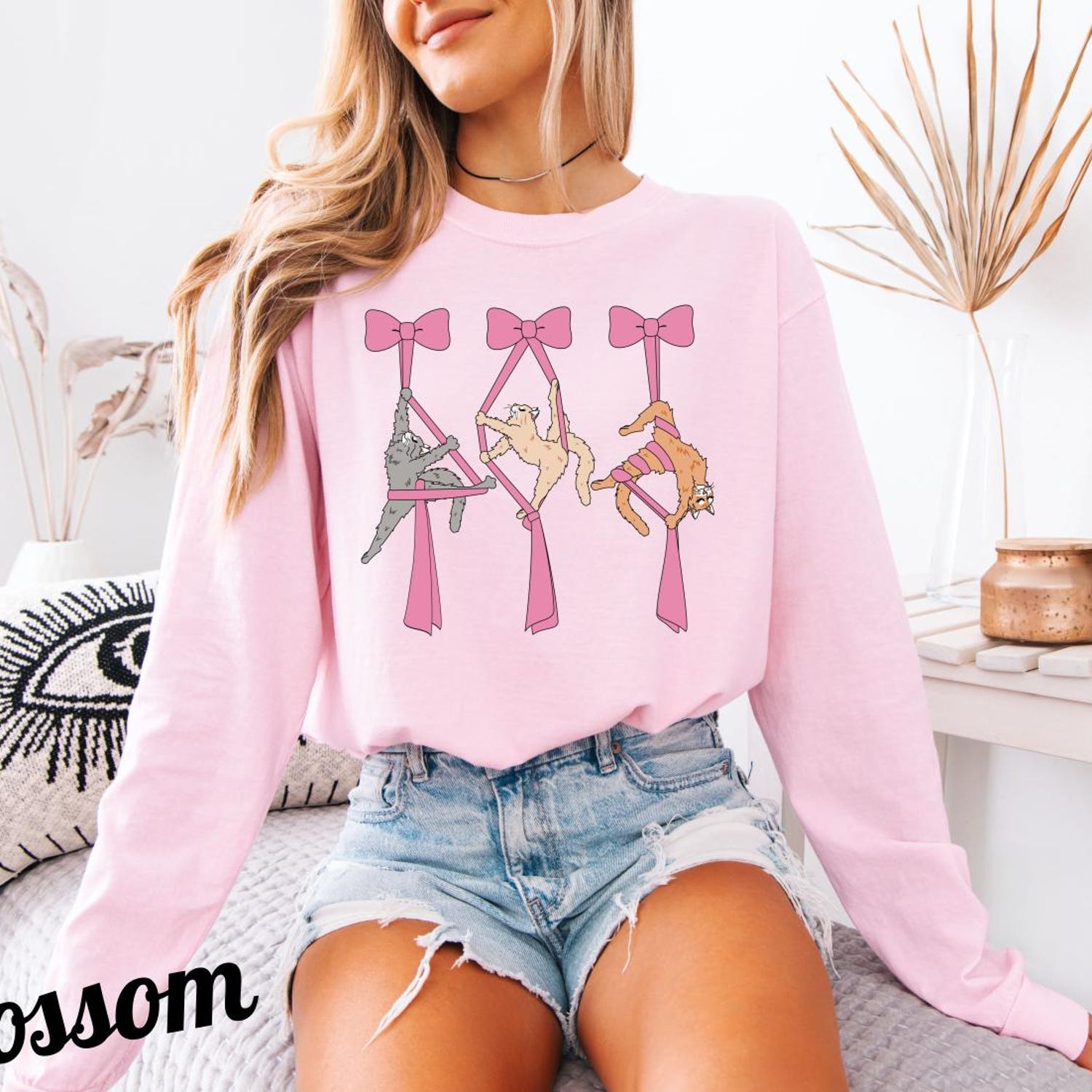 Aerial Silks Cat Shirt Long Sleeve - Cat Lover Gift for Aerialists, Comfort Colors Tee