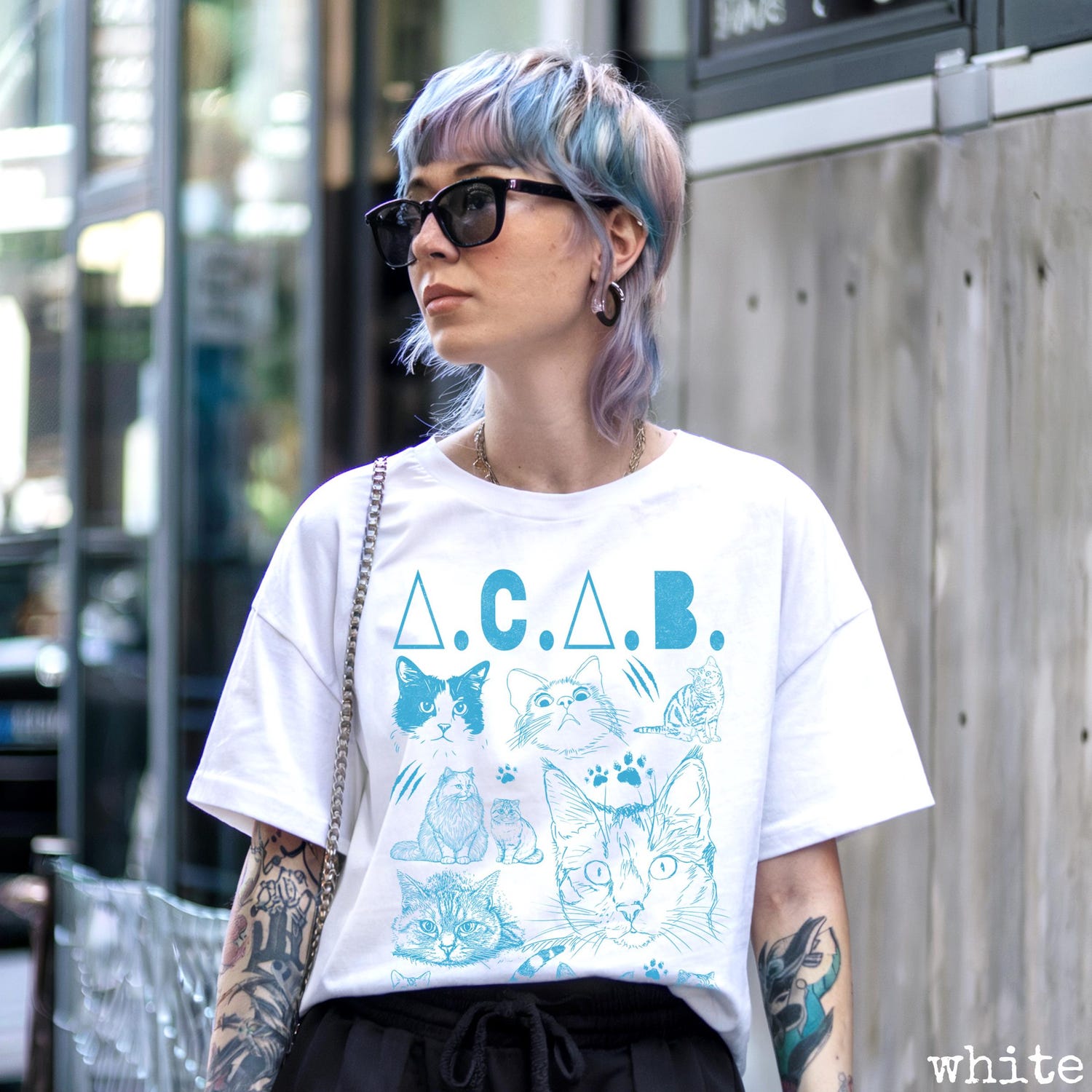 All Cats Are Beautiful Shirt ACAB Tee, Vintage Aesthetic Cat Lover Gift, Anarchist Cat Shirt