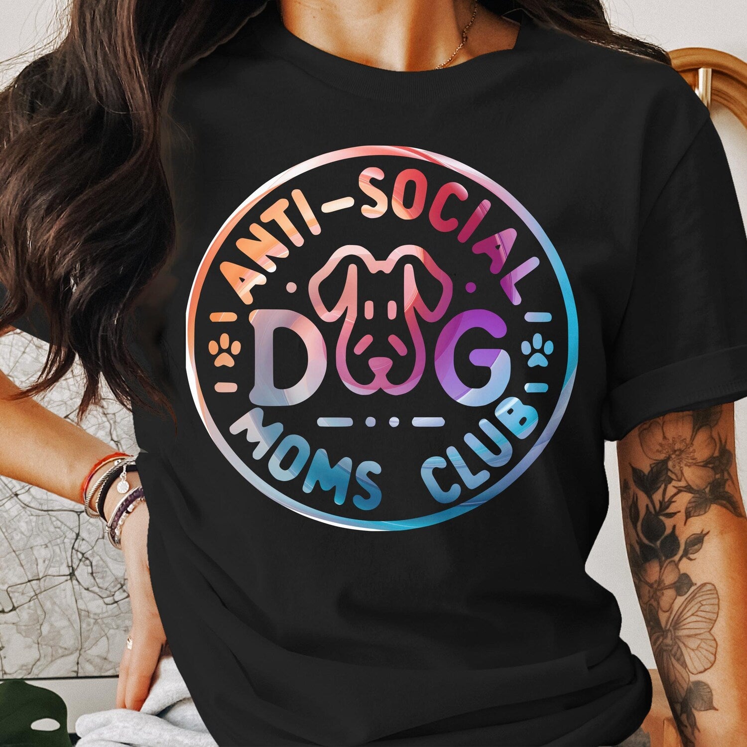 Anti-Social Dog Moms Club T-Shirt, Cute Dog Lover Shirt, Funny Graphic Tee, Dog Mom Gift, Pet Lover Apparel, Casual Tee for Women