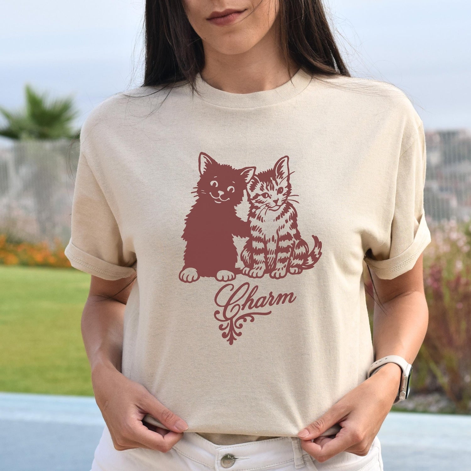 Clairo Charm Kitty Shirt, Clairo Merch T shirt, Cute Cat Graphic Tee, Gift for Daughter, Graphic Kittens Cotton T-Shirt, Animal Lover Gift