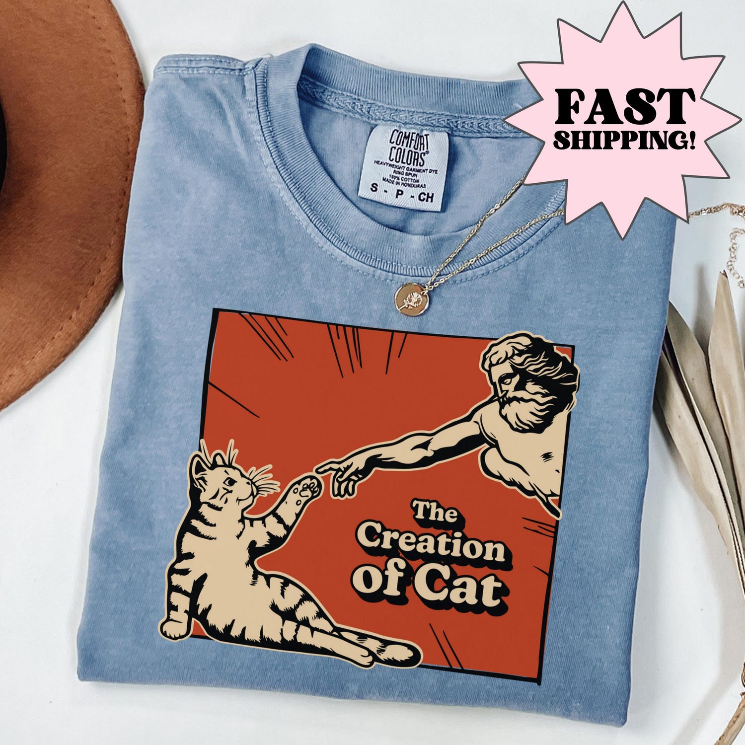 Comfort Colors Cat Shirt, Funny Cat Shirt, Adam God Creation Shirt, Cat Meme Shirt, Cat T Shirt, Art Shirt, Artist Tee, Kitty Lover Gift Tee