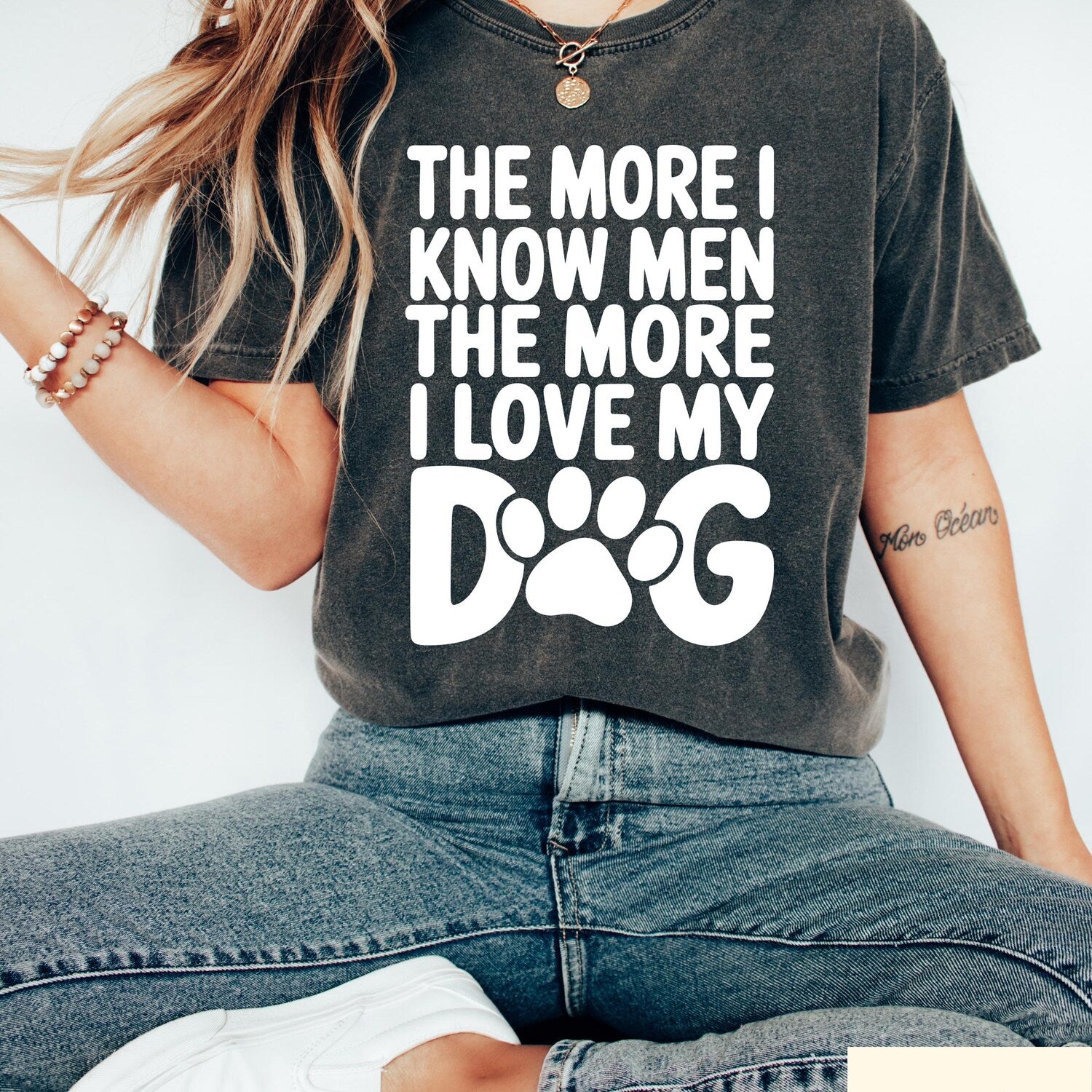 The More I Know Men The More I Love My Dog Shirt, Funny Dog Mom T-Shirt, Pet Lover Humor T Shirt, Dog Mom Gift, Dog Owner Shirt