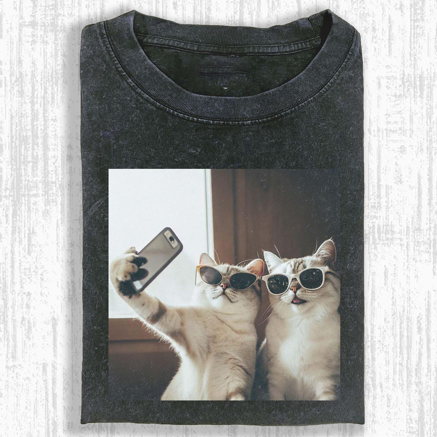 Meme Cat Lover, Selfie Cats Comfort Colors Shirt, vintage meme graphic tee with sunglasses, Funny Cat unisex grunge streetwear top