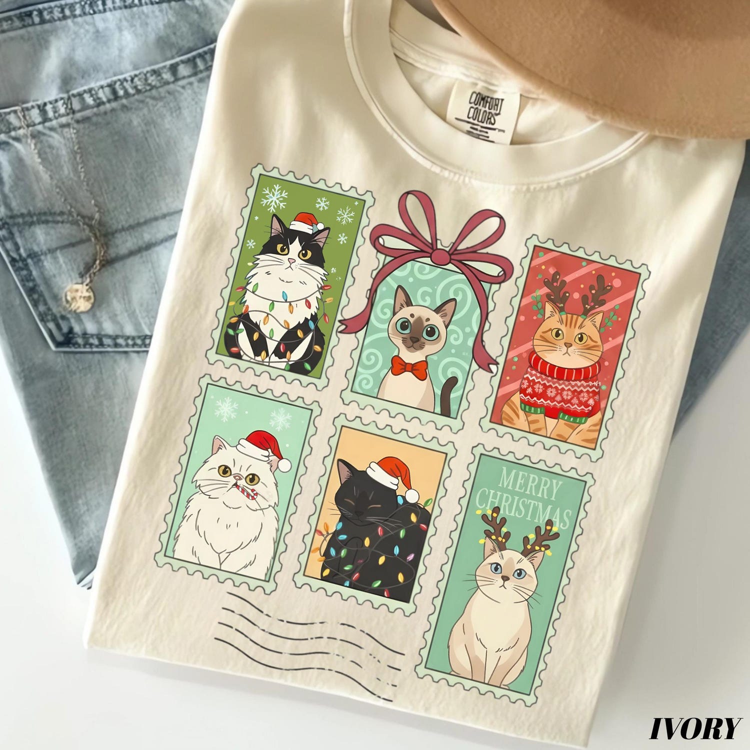 Comfort ColorsÂ® Christmas Cat Shirt, Cat Lover Holiday Shirt, Xmas Cat Mom Gift, Funny Gift For Cat Lover, Christmas Gift For Cat Owner
