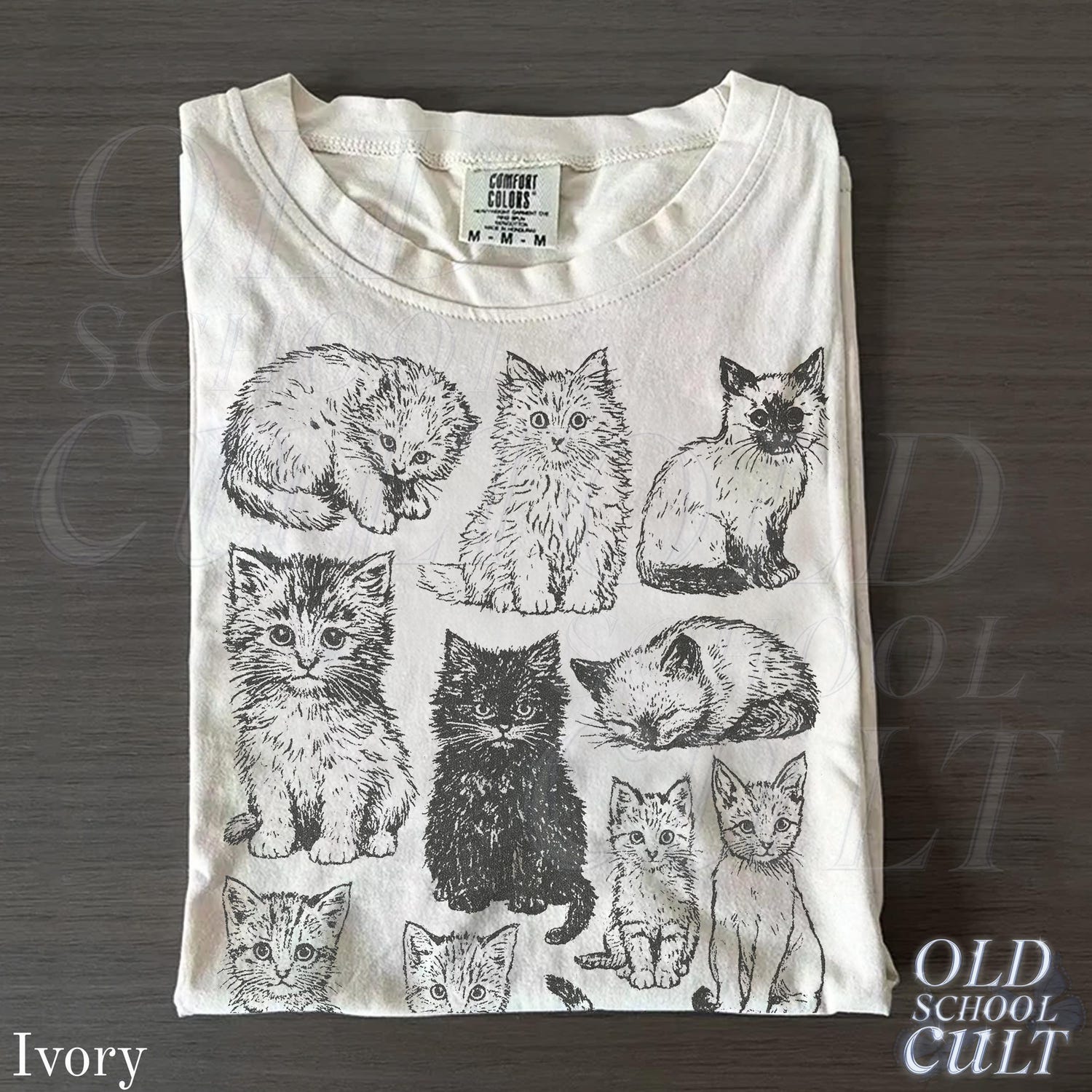 Cats 90s Vintage Tattoo Style Tshirt, Retro Comfort ColorsÂ® Y2k Kitten Shirt, Cat Lovers Gift, Cute Cat Shirts,Nature Unisex Adult Pet Shirt