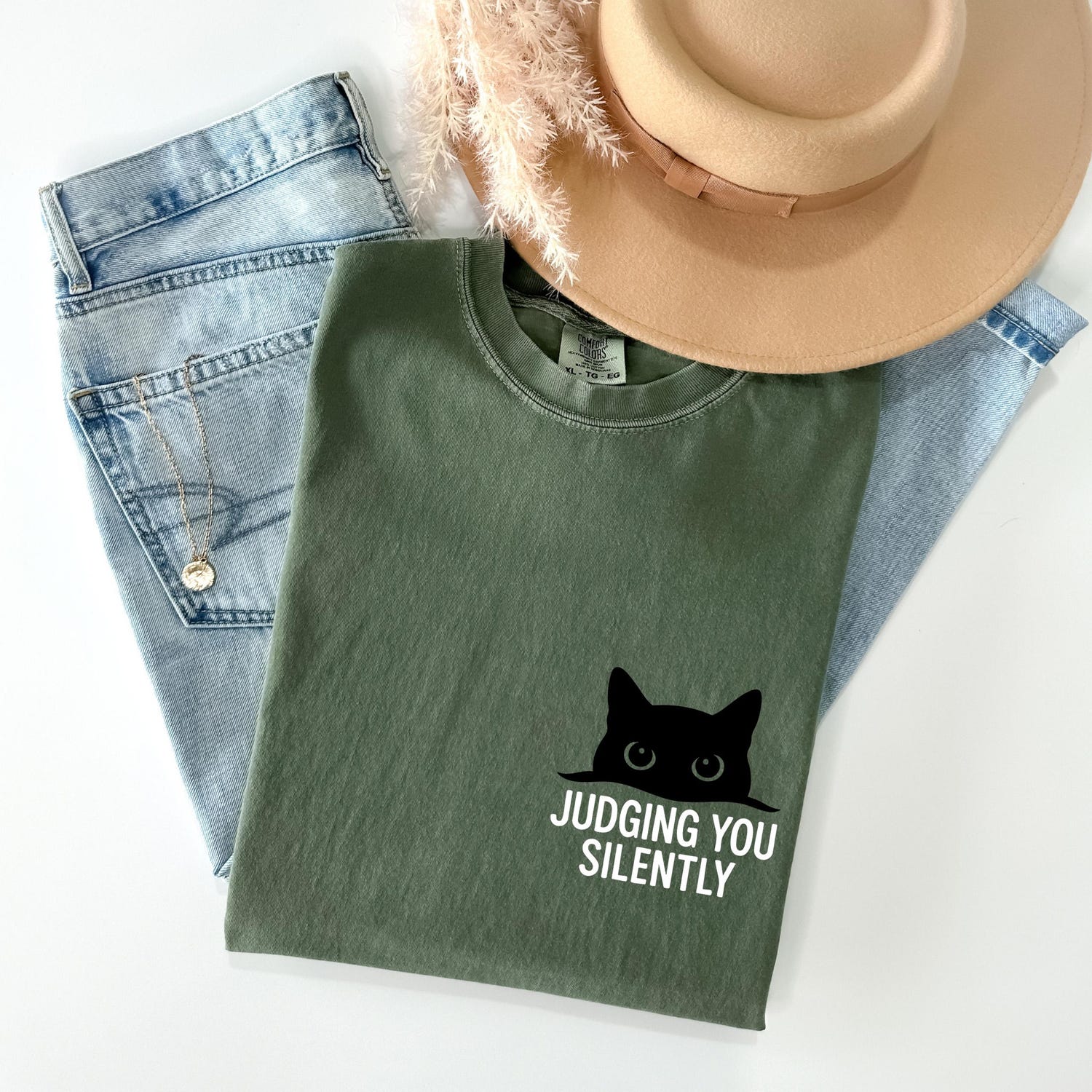 Judging You Silently Cat Comfort Colors Shirt, Sarcastic Cat Lover Tee, Funny Cat Mom Tshirt, Animal Lover Gift, Cat Mama Tee, Cat Crewneck