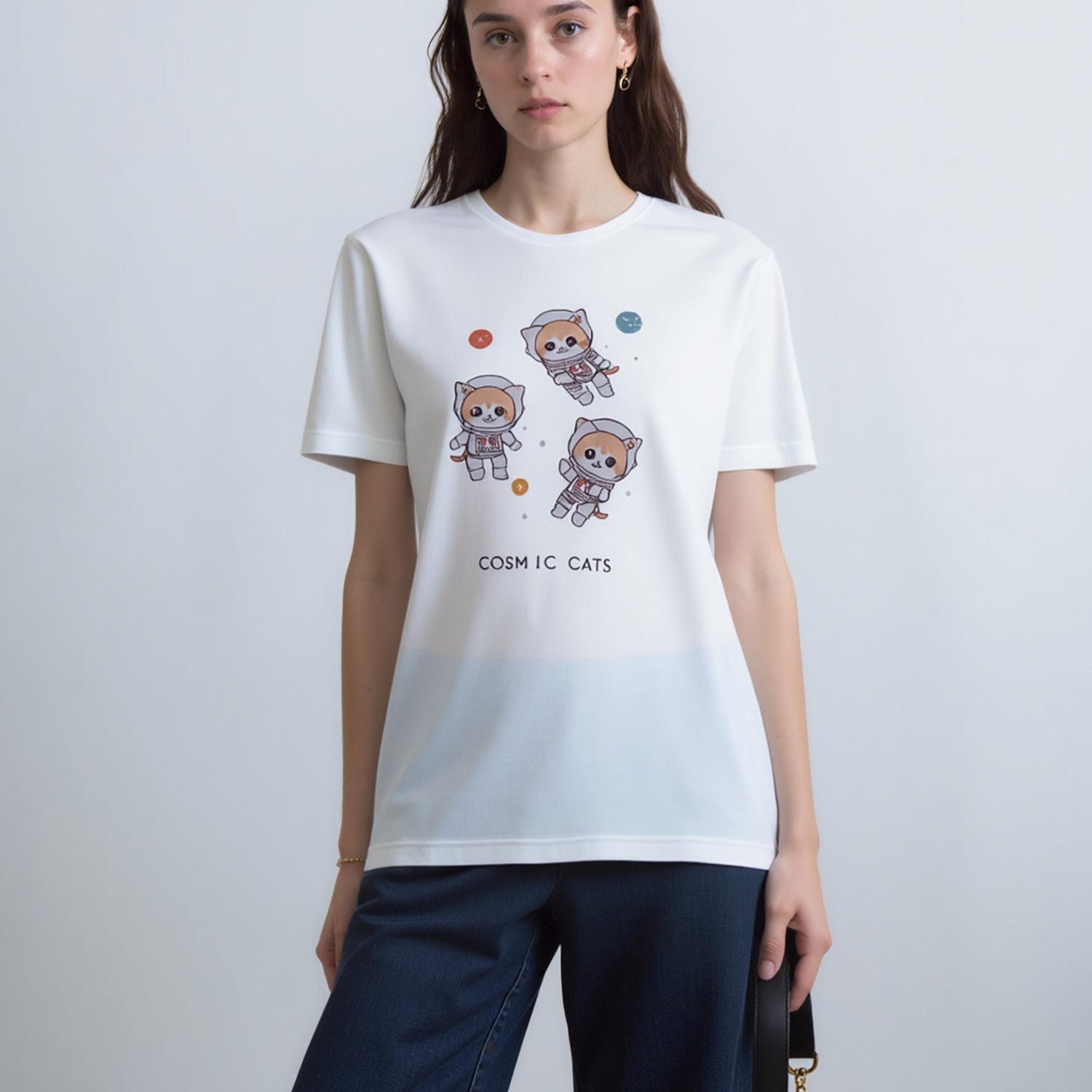 Vintage Astronaut Cats T-Shirt: Retro Kawaii Space Cat Lover Gift