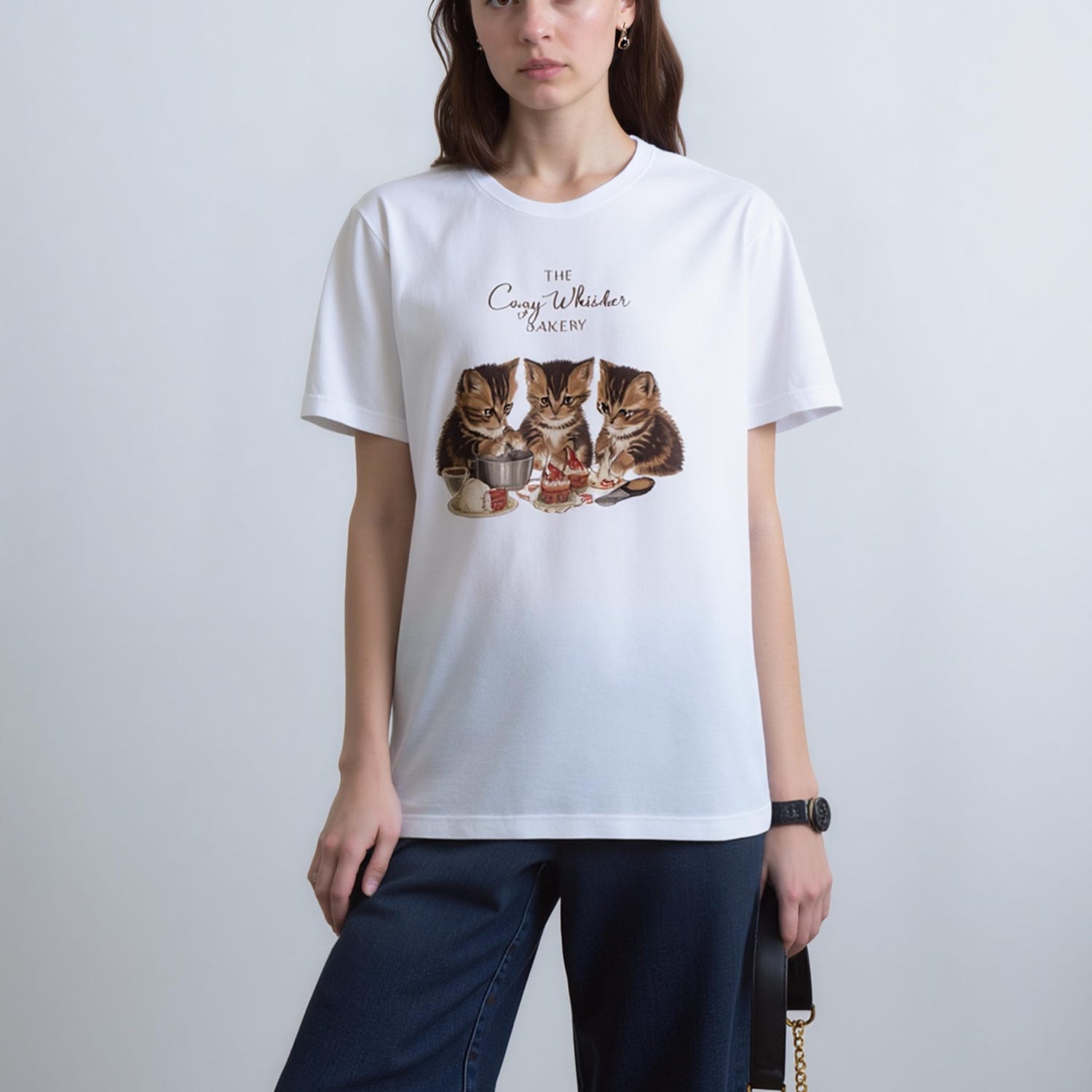 Aesthetic Vintage Cats T-Shirt, Retro Cute Kitty Tee, Soft Graphic Cat Shirt, Cat Bakery, Cat Biscuits