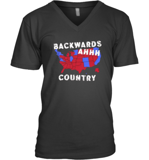 Backwards Ahhh Country V Neck T Shirt