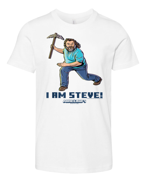 A Minecraft Movie I Am Steve Wielding Stone Pickaxe Premium Youth T Shirt