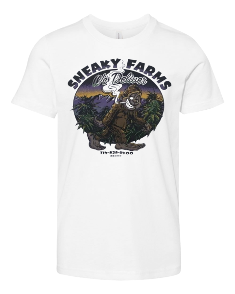 Bigfoot Smoking Sneaky Farms We Deliver Premium Youth T Shirt