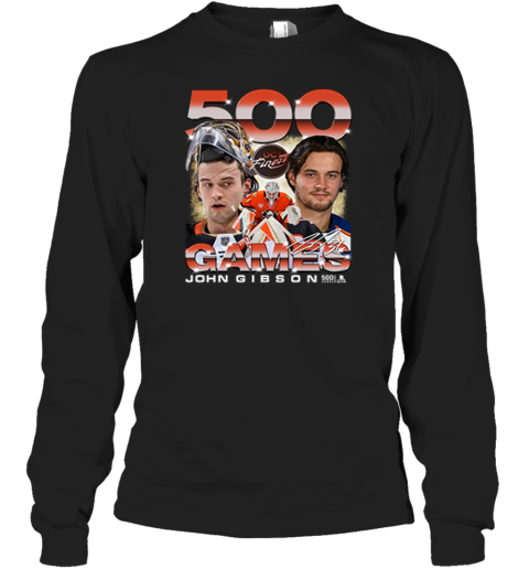 Anaheim Ducks John Gibson 500 Games Long Sleeve T Shirt