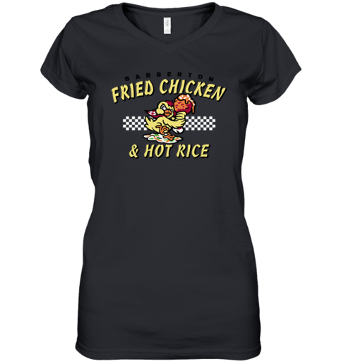 Akron Rubberducks Barberton Fried Chicken And Hot Rice Women039S V Neck T Shirt