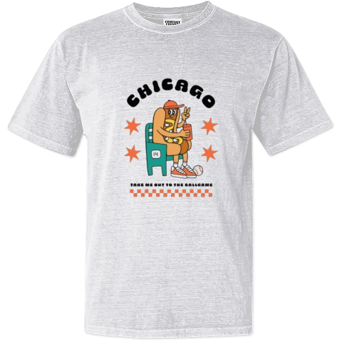 Chicago Hot Dog Mascot Take Me Out To The Ballgame Dyed Heavyweight T Shirt