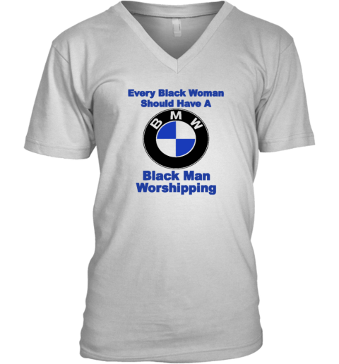 Black Man Worshipping V Neck T Shirt