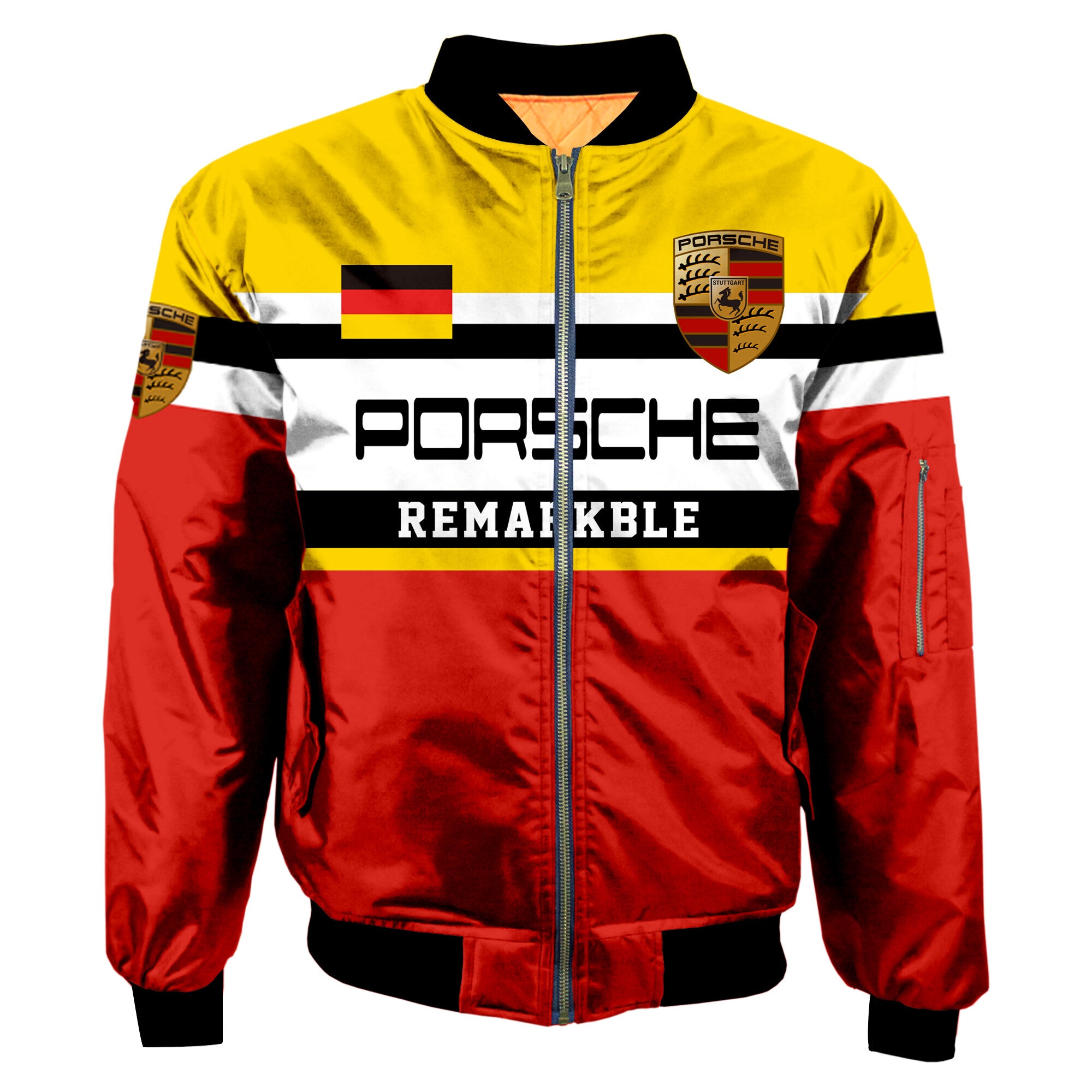 Customize Porsche Bomber Jacket Air Force One Flight Jacket Mas075 Zipper