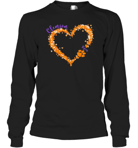 Clemson Tigers Pride Big Hearts With The Tigers Logo Long Sleeve T Shirt