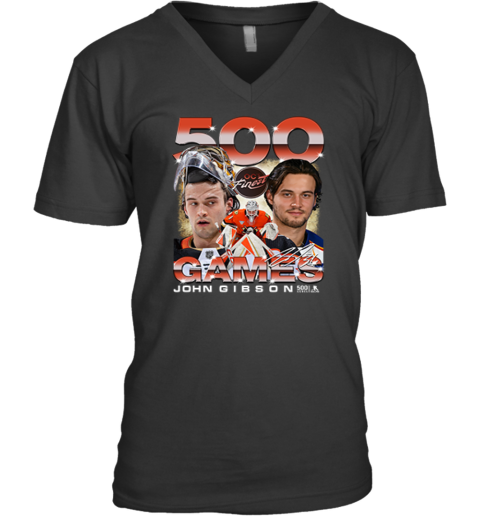 Anaheim Ducks John Gibson 500 Games V Neck T Shirt