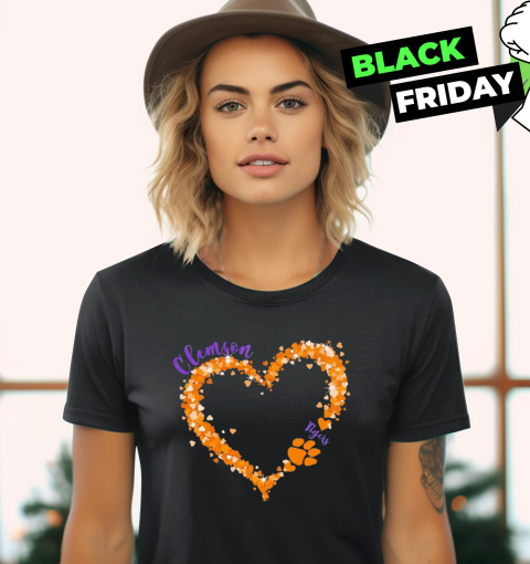 Clemson Tigers Pride Big Hearts With The Tigers Logo Women039S T Shirt
