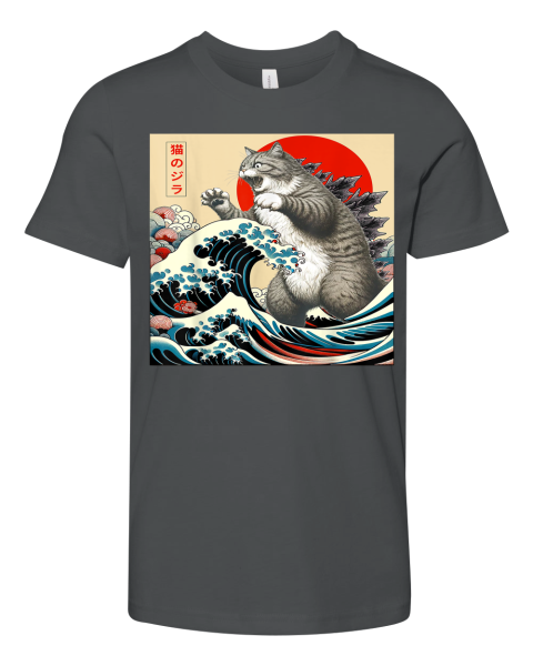 Catzilla Cat Japanese Art Funny Cat Gifts Premium Youth T Shirt