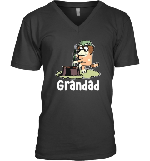 Bluey Soldier Grandad 2024 V Neck T Shirt