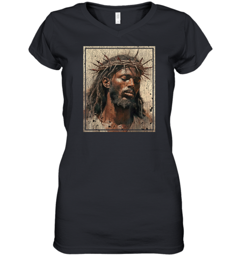 Black Jesus Women039S V Neck T Shirt