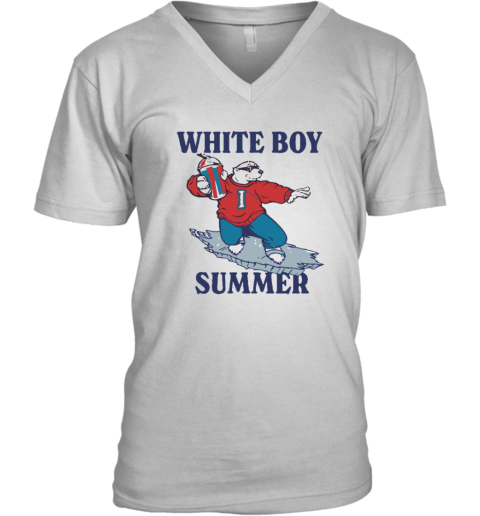 Bear White Boy Summer V Neck T Shirt
