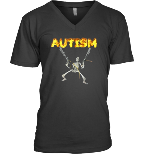 Autism Skeleton Meme V Neck T Shirt