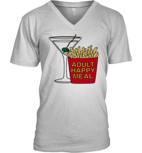 Adult Happy Meal Martini And Fries V Neck T Shirt