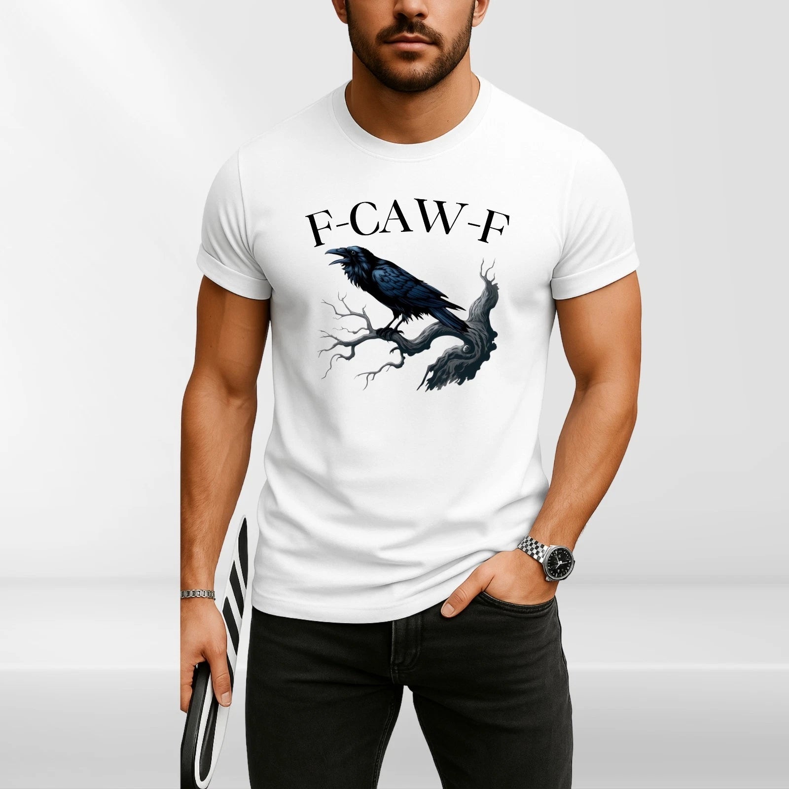 F-caw-f Raven T-shirt, Funny Gothic Crow Shirt, Sarcastic Bird Pun Tee Men Women