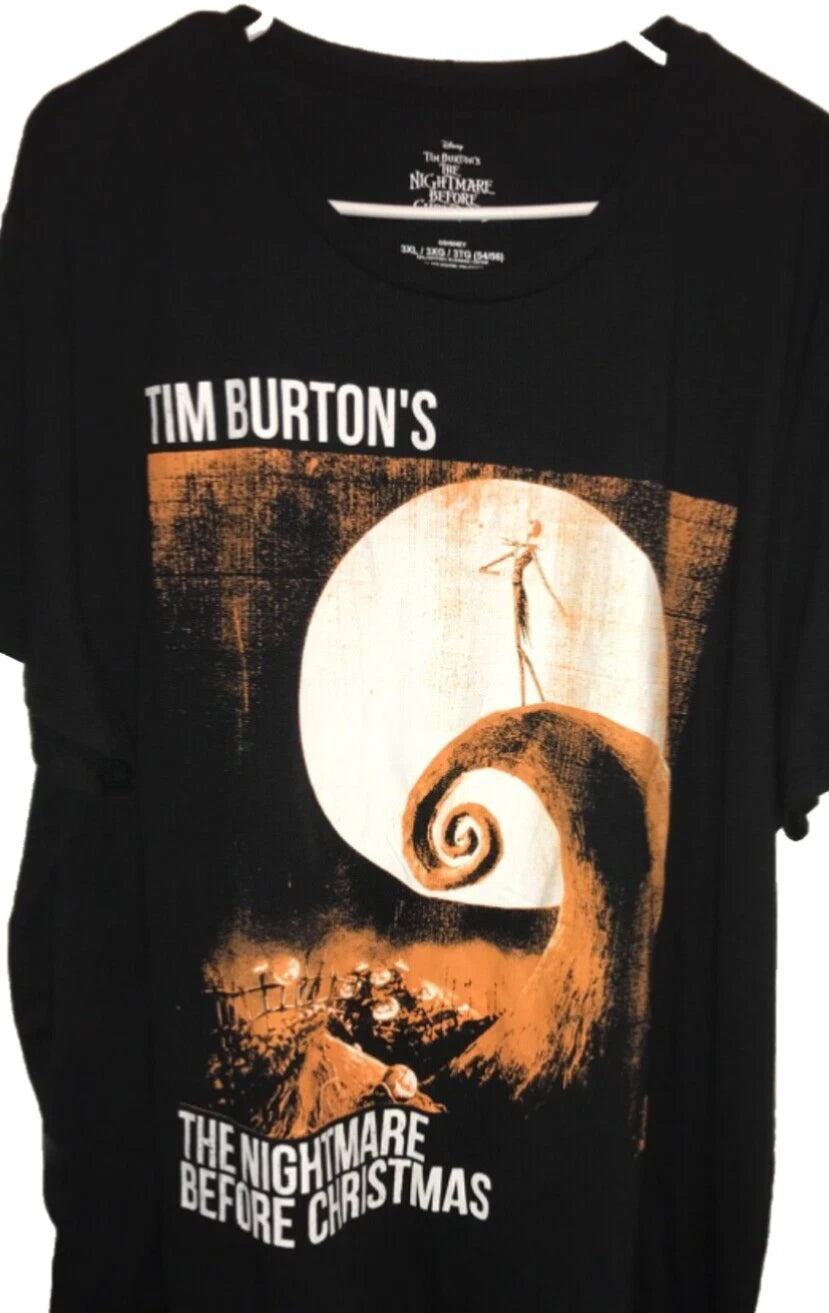 Halloween Black &amp; Orange Tee The Nightmare Before Christmas 3xl Ss T-shirt Nwt