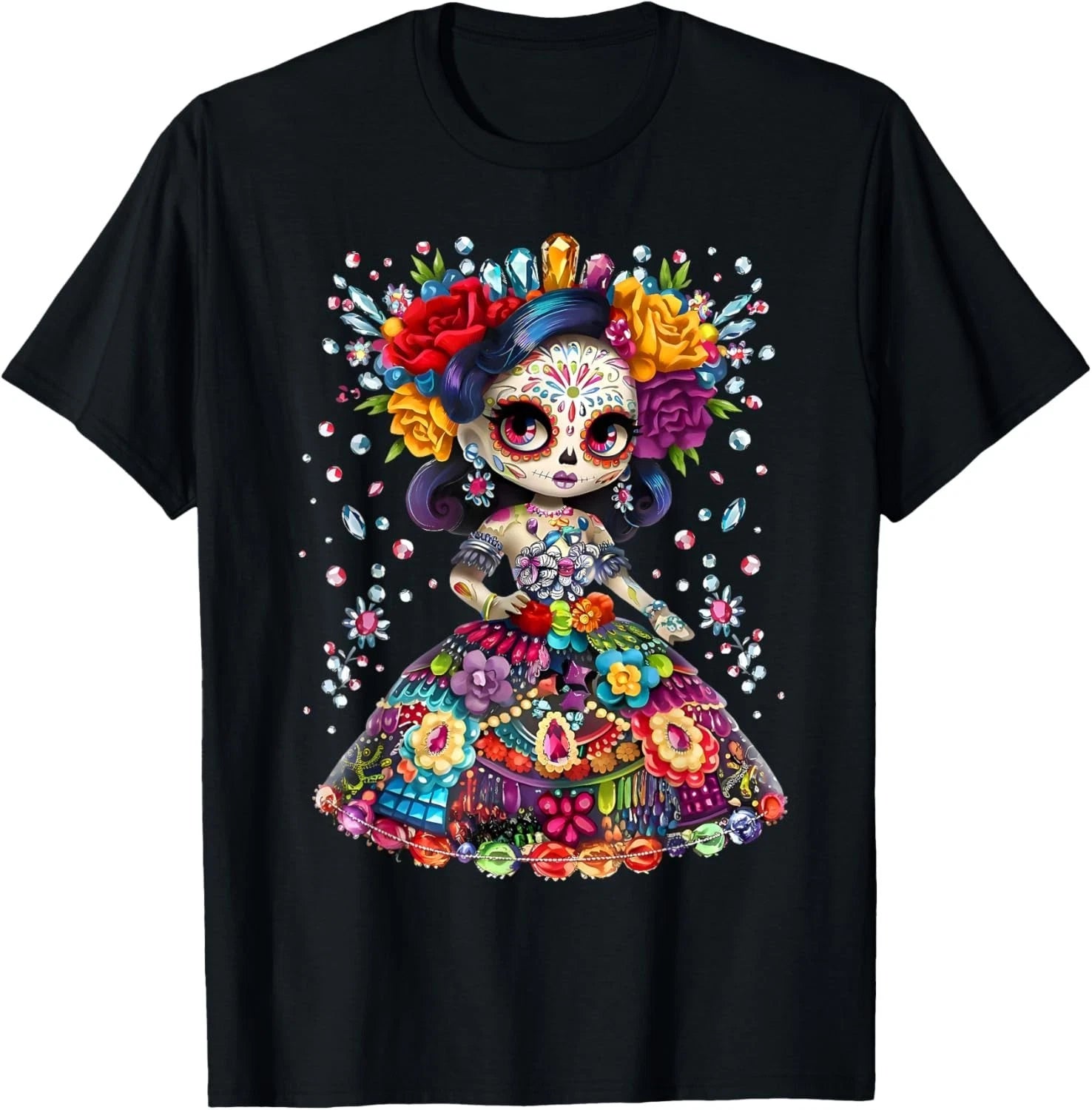 Flower Woman Day Of The Dead Dia De Los Muertos Catrina T-shirt Unisex T-shirt