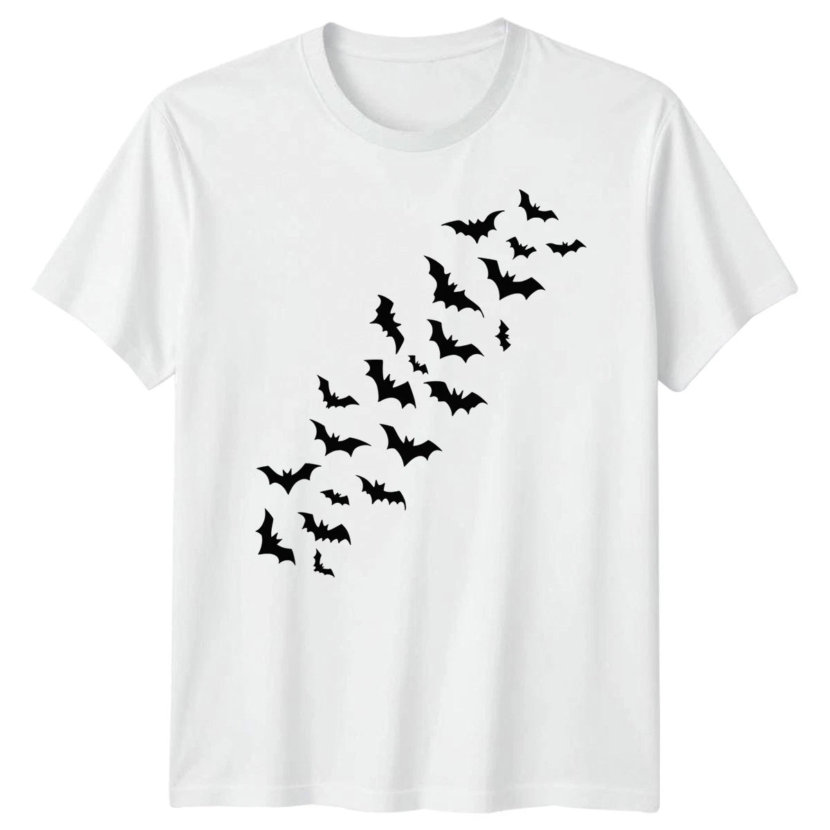Flying Bats Silhouette Halloween Holiday Mens Womens Graphic Tee Animal