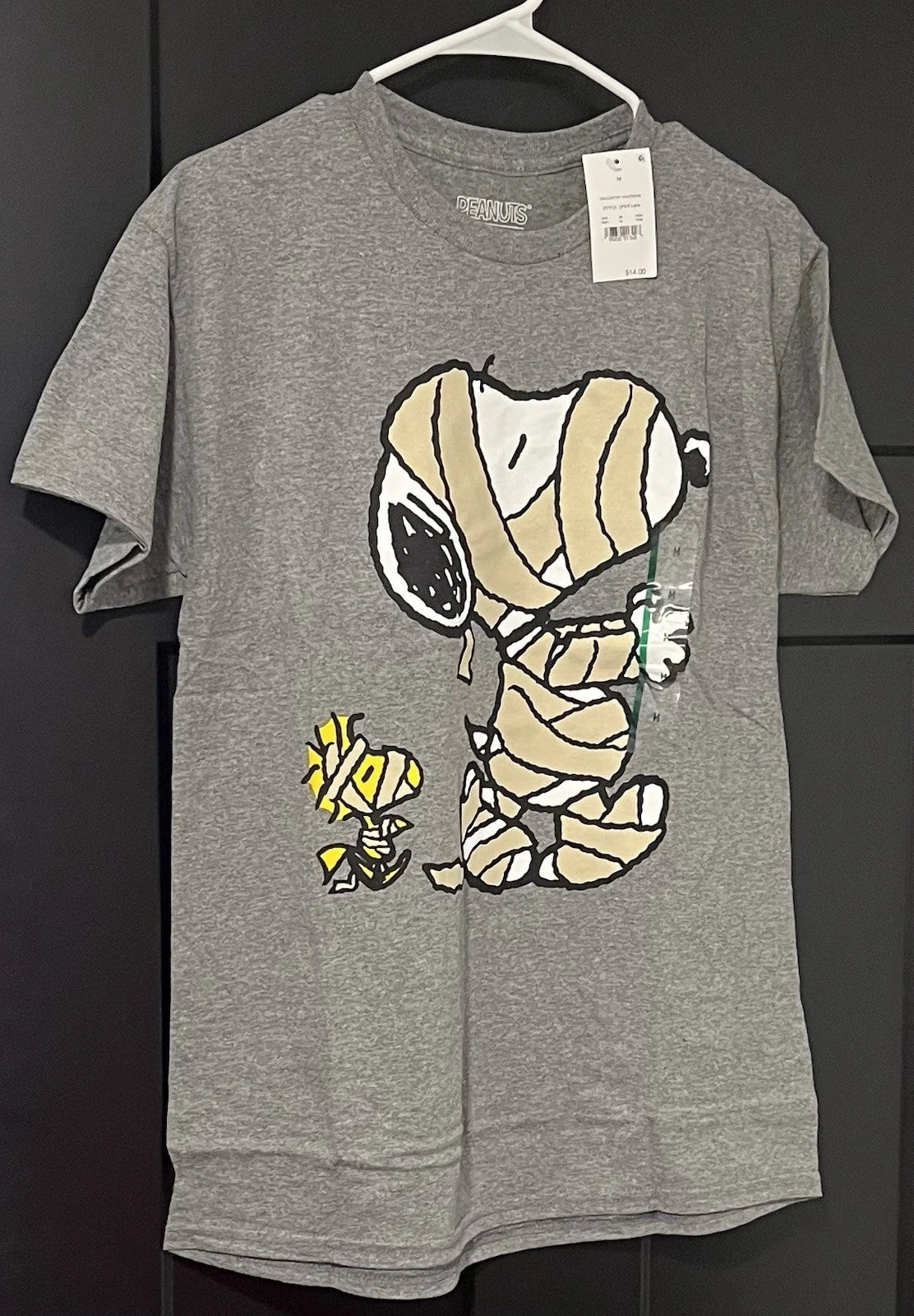 Halloween - Snoopy &amp; Woodstock T-shirt Peanuts Mens / Unisex Medium Gray-new