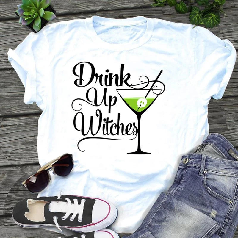 Drink Up Witches T Shirt - Halloween Drinking Team - %100 Premium Cotton