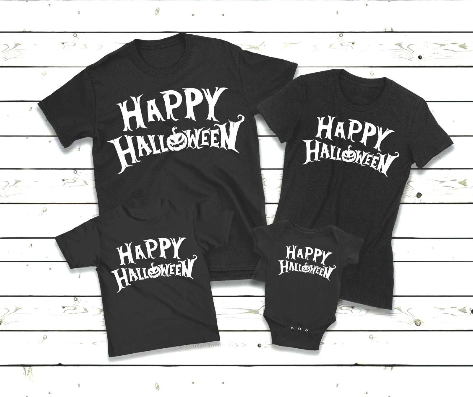 Halloween Costume T-shirt All Family Matching Adults Kids Babies Happy Halloween