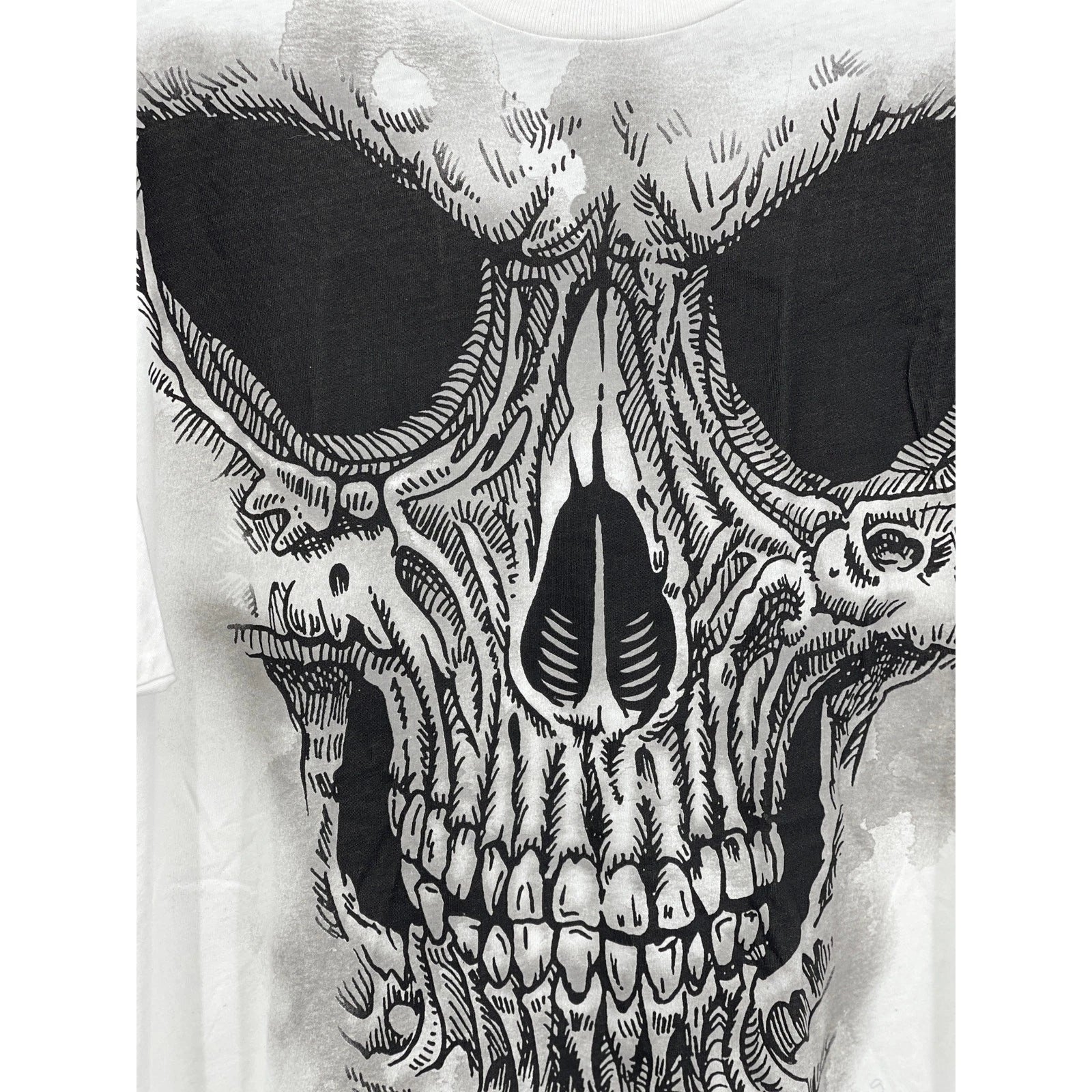 Halloween Mens Skull Face Image White Short Sleeve T-shirt Tee New Halloween Xl