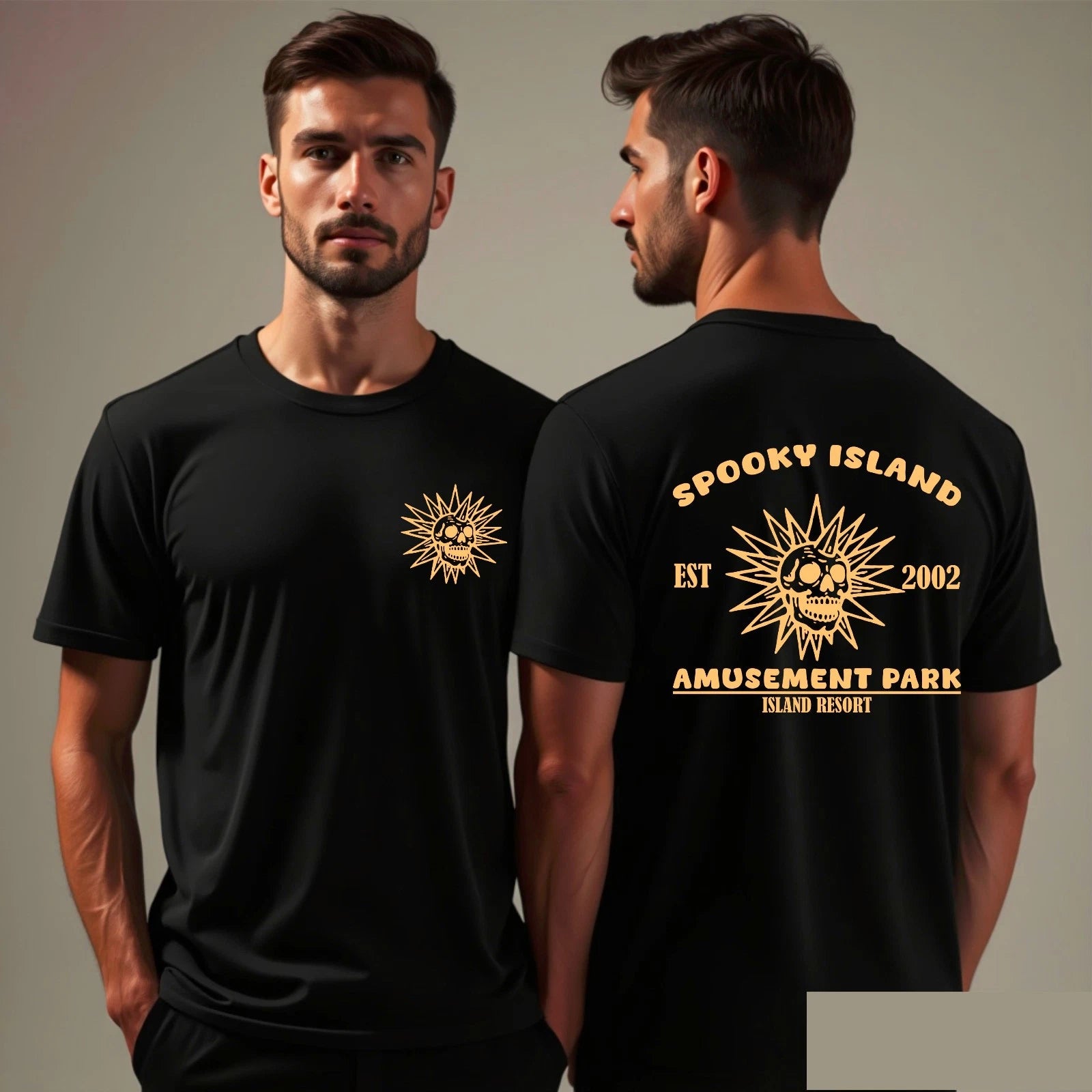 Funny Spooky Island Est 2002 Amusement Park Skull Halloween Unisex Men's T-shirt