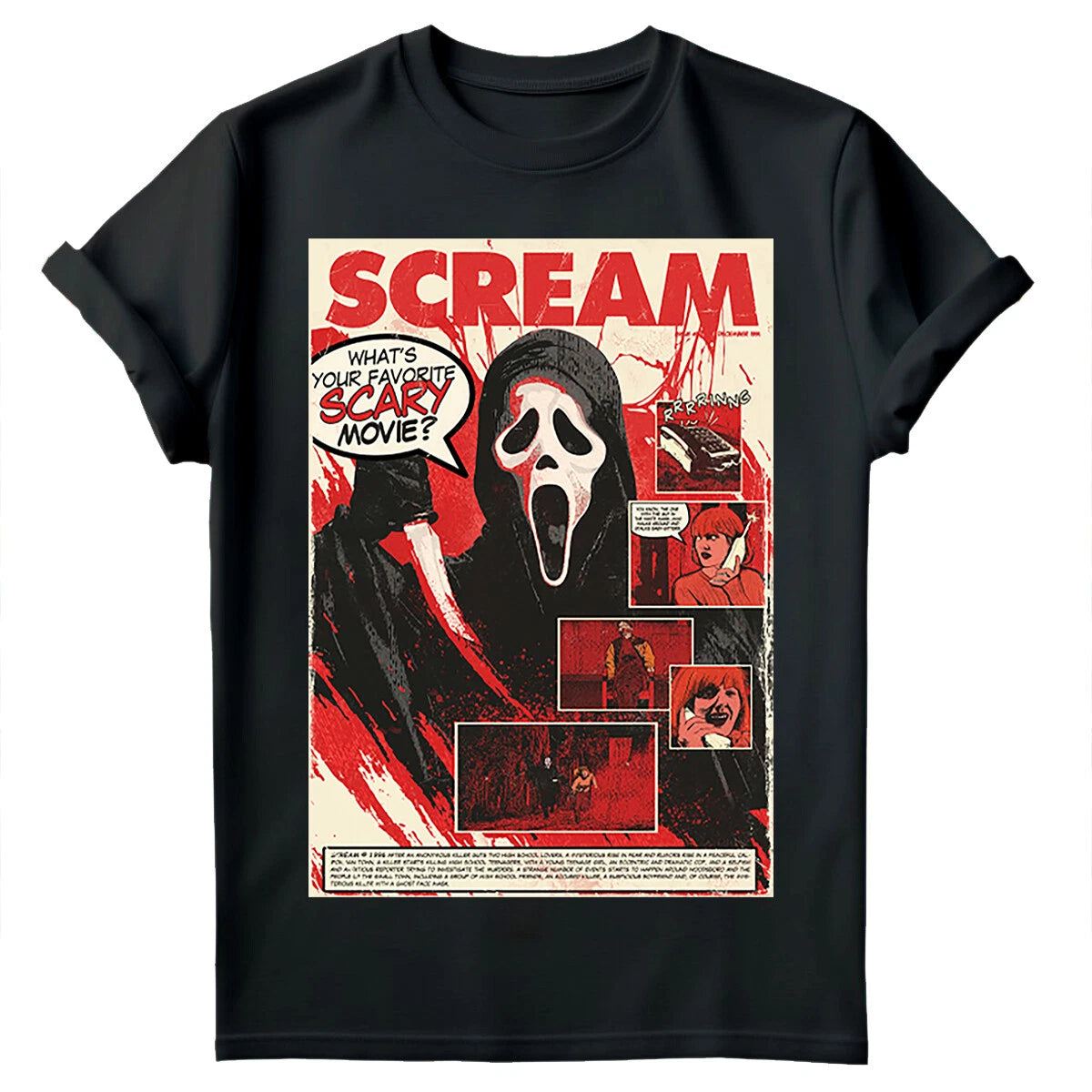 Ghost Face Scream T-shirt Halloween Horror Slasher Spooky Villain Tee Top #h#v